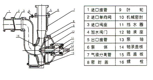 ZW自吸式无堵塞排污泵结构图